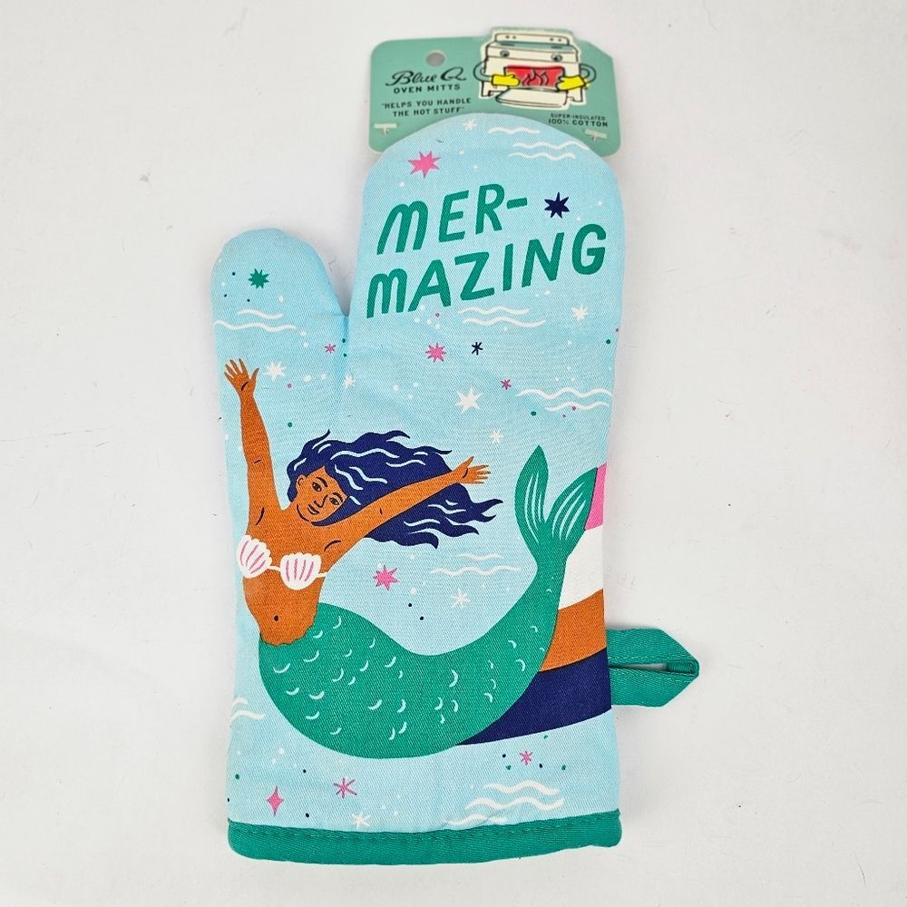 Blue Q Mer-Mazing Cotton Oven Mitt - Mermaid Aqua & Green Accents